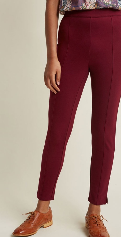 The modcloth crop pants in burgundy wine color